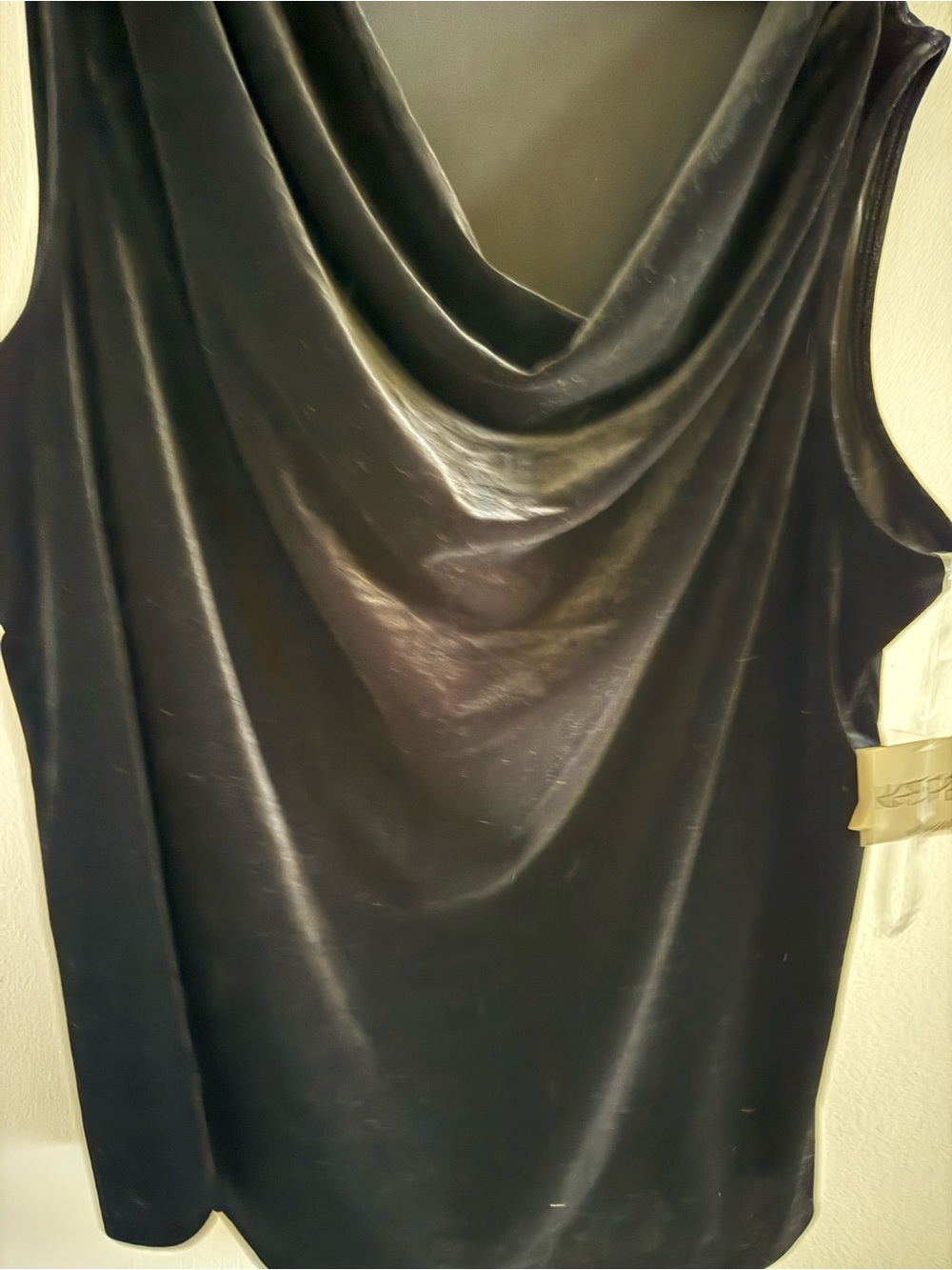 Kasper Black Velvet Cowl Neck Sleeveless Top